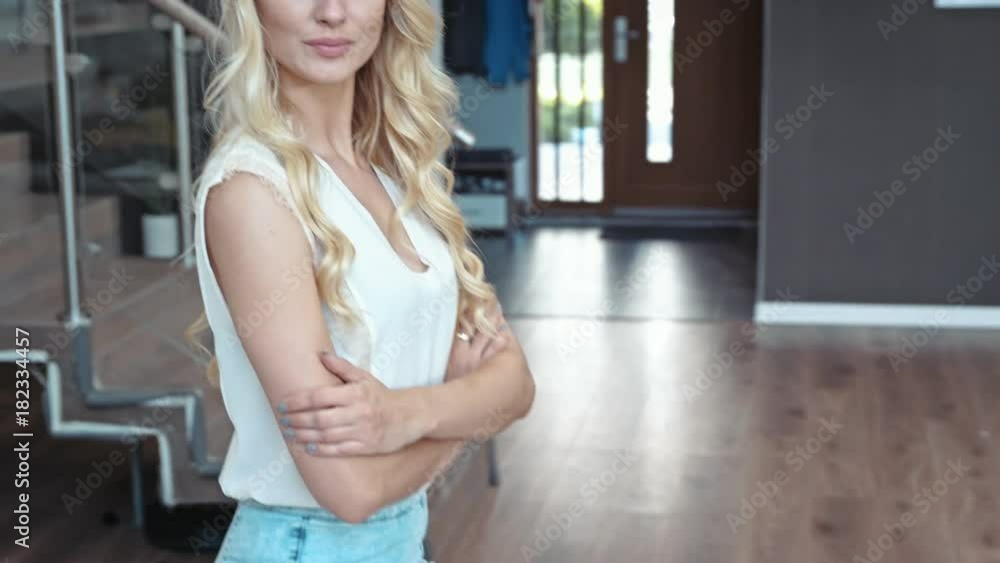 Charming blonde after sales shoppging Charming blonde after sales shoppging