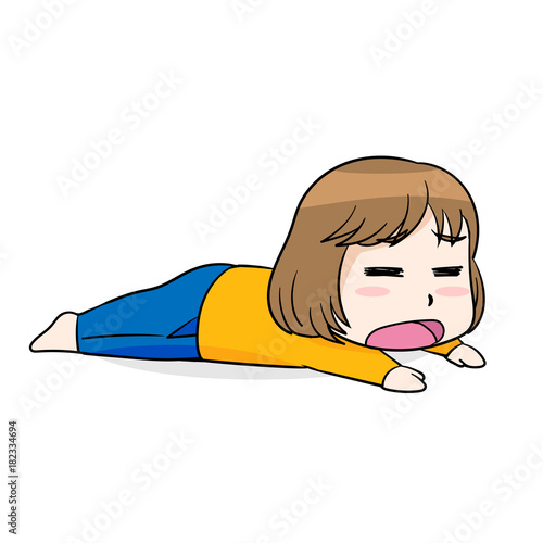  面倒くさい、だらけた、寝てるポーズ、漫画キャラクター