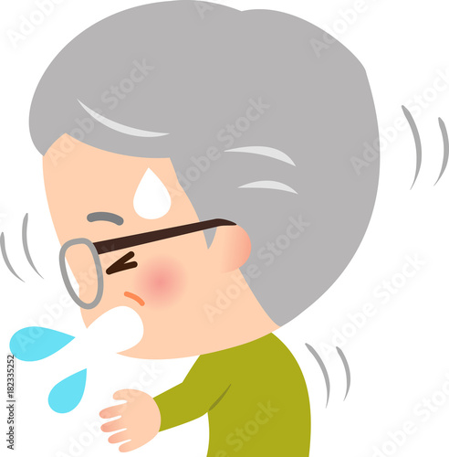 むせるシニア男性