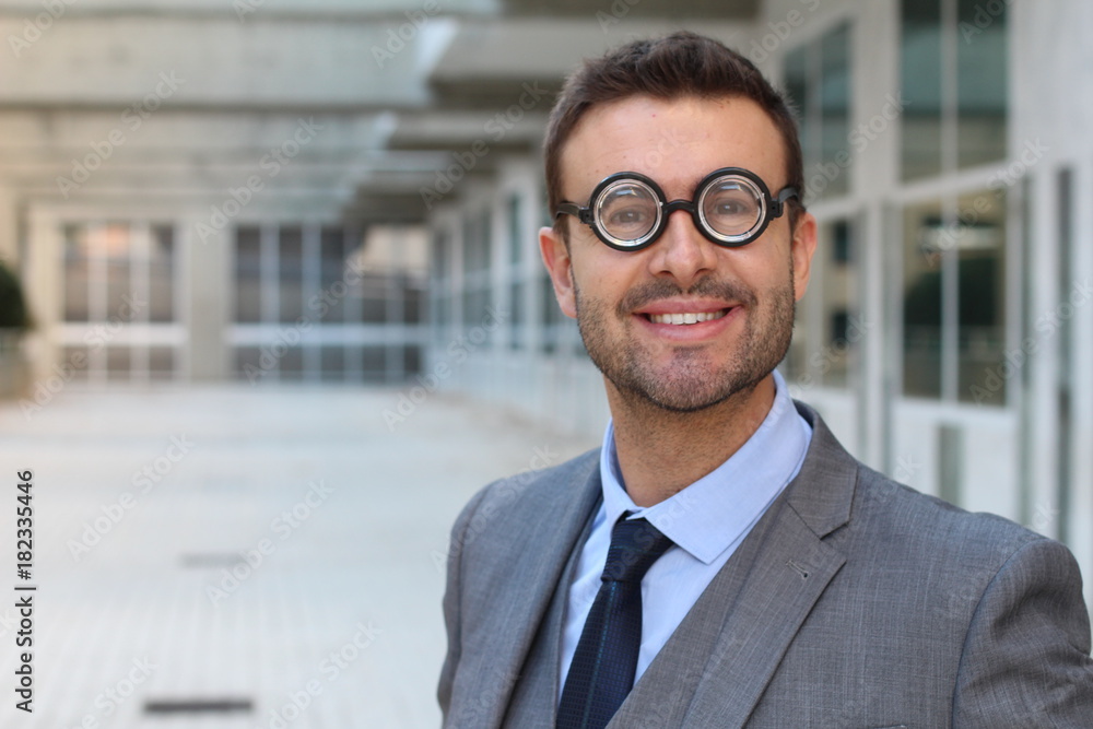 Businessman wearing thick glasses isolated Businessman wearing thick glasses isolated