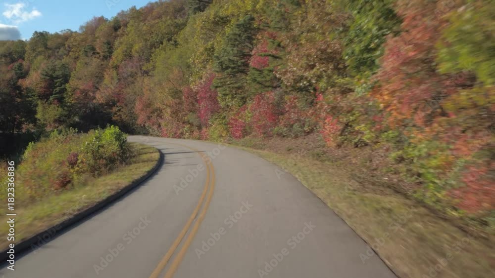 Driving along Blue Ridge Parkway near Asheville North Carolina Driving along Blue Ridge Parkway near Asheville North Carolina