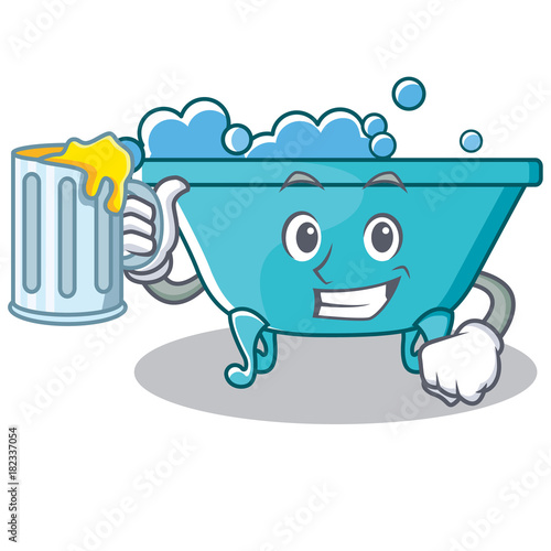With juice bathtub character cartoon style