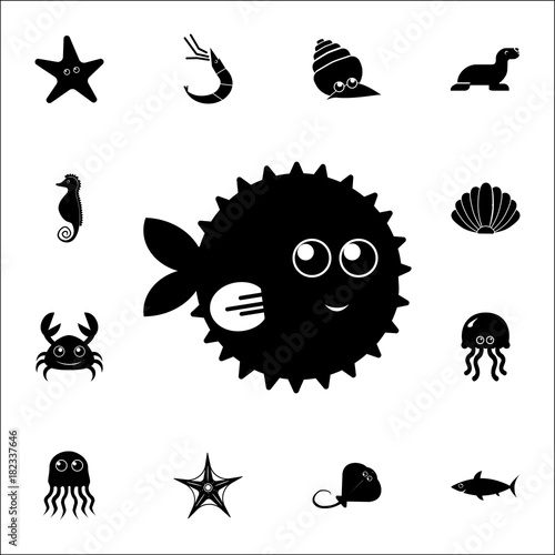 Porcupine blow fish icon. Set of cute aquatic animal icons. Web Icons Premium quality graphic design. Signs, outline symbols collection, simple icons for websites, web design, mobile app