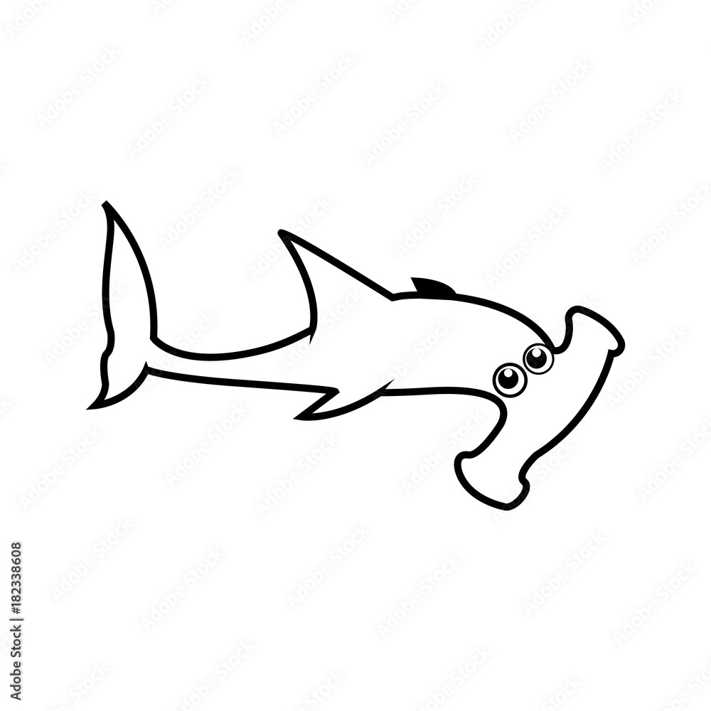 Obraz premium Cute Great bonnethead Sphyrna line icon. Aquatic animal element icon. Premium quality graphic design. Signs, outline symbols collection icon for websites, web design