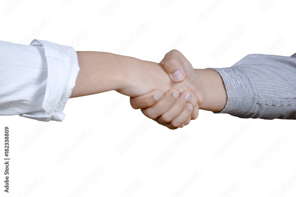 Two business people shaking hands on studio Two business people shaking hands on studio