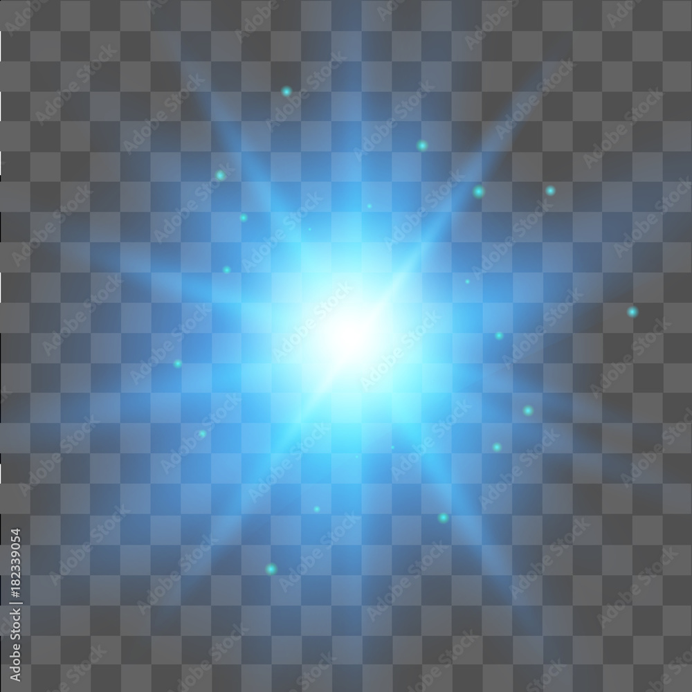 Blue star light effect on transparent background. Glow light effect. Vector  Stock Vector | Adobe Stock