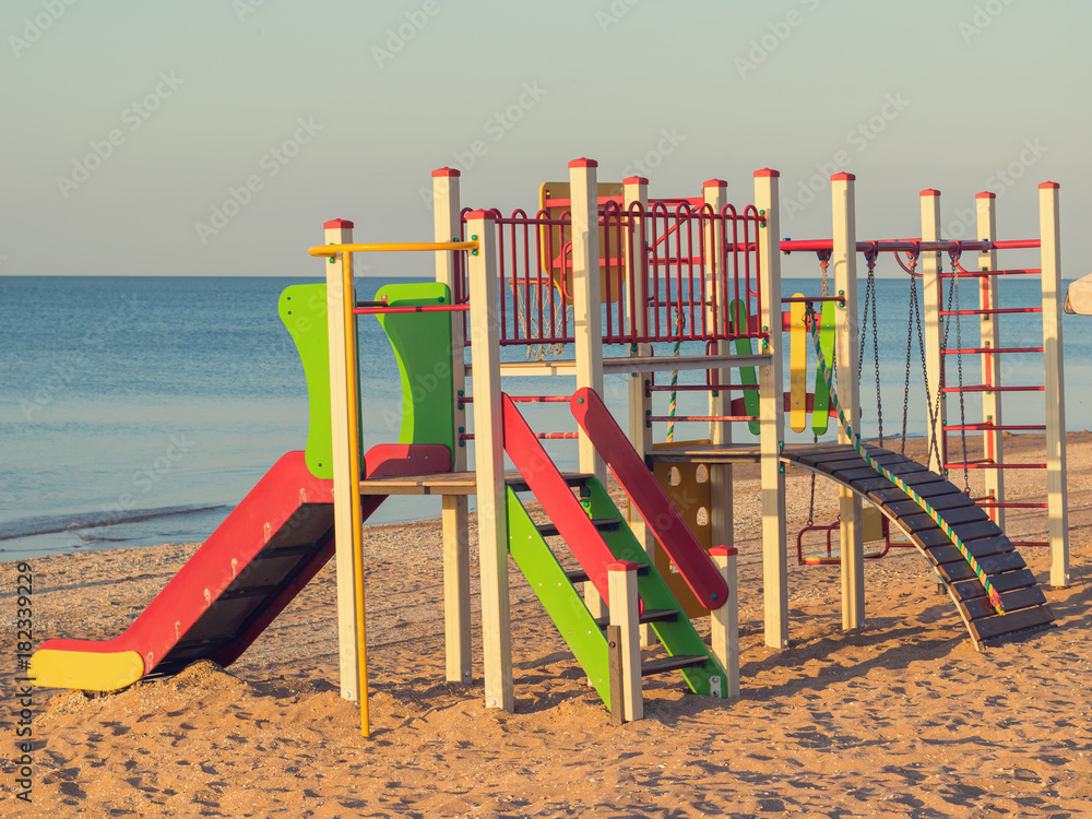Bright and colorful children's Playground on the ocean. Bright and colorful children's Playground on the ocean.