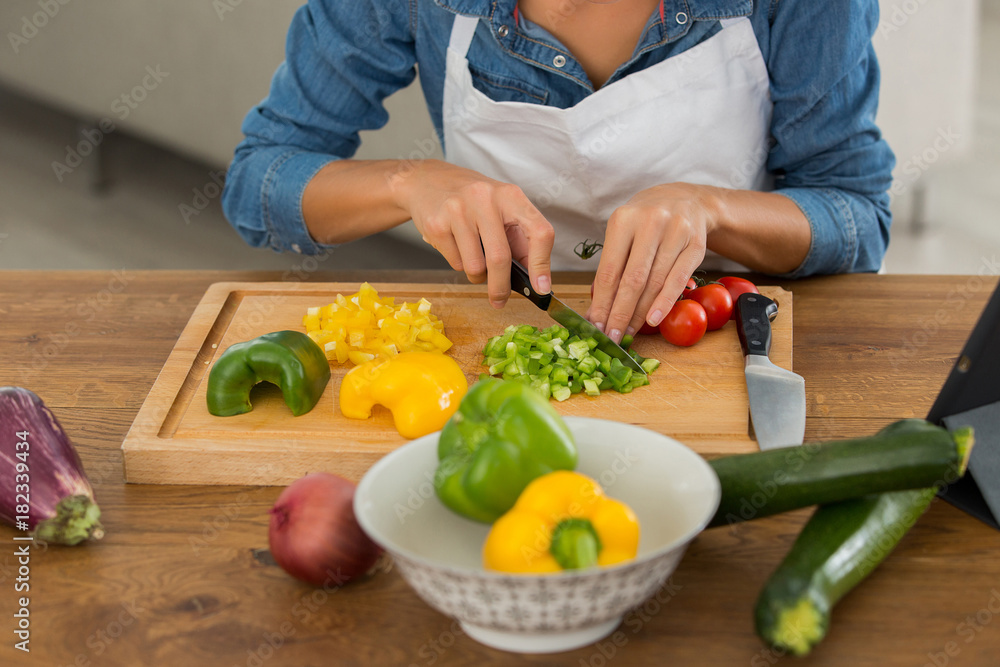 housewife preparing healthy food for children housewife preparing healthy food for children