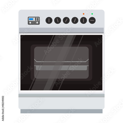 Oven stove vector icon illustration. Food cooking kitchen pizza isolated cooker. Microwave home electric symbol