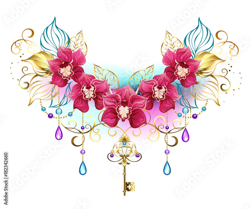 Fototapeta Naklejka Na Ścianę i Meble -  Orchids with beads