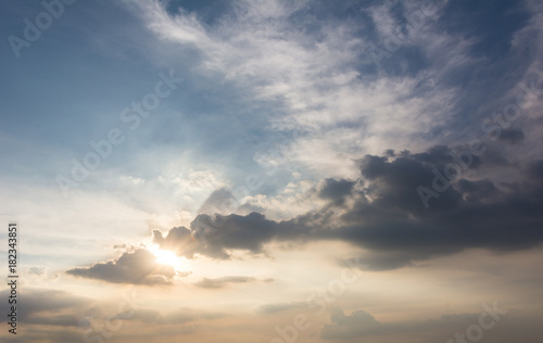 Sky with clouds and sun