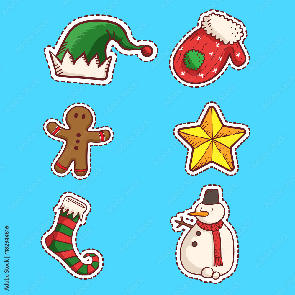 Fototapeta premium christmas santa's cart sticker vector