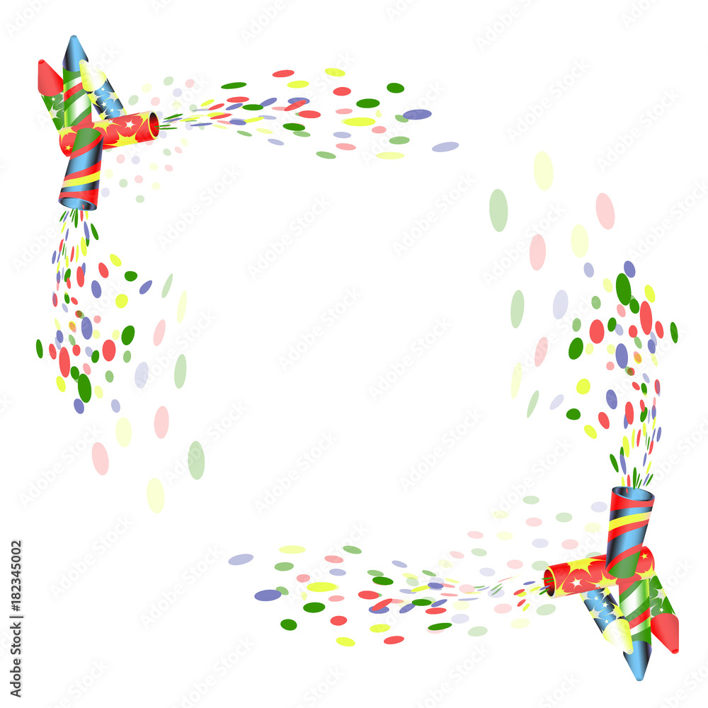 Fototapeta premium Party poppers with confetti for celebration