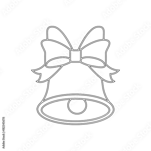 Bell line icon. Flat Vector icon - illustration of christmas bell icon isolated on white.