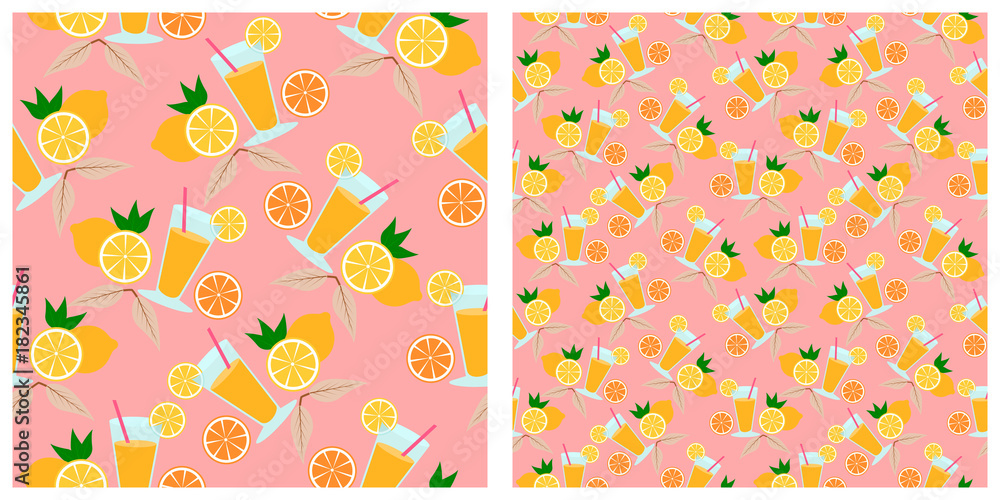 Orange and orange juice seamless pattern