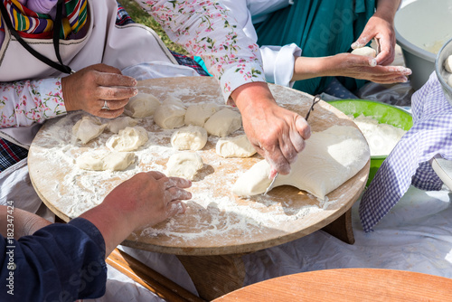 Woman Prepare traditional Turkish yufka for pastries