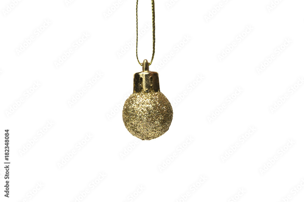 gold glitter christmas ball on white background gold glitter christmas ball on white background