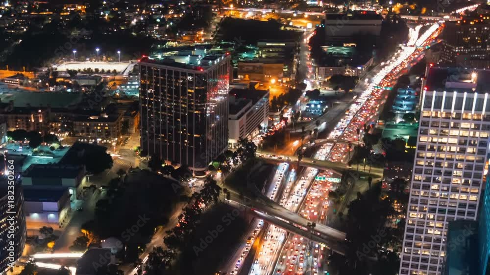 Time-lapse traffic on the 110 Downtown Los Angeles highway at night Time-lapse traffic on the 110 Downtown Los Angeles highway at night