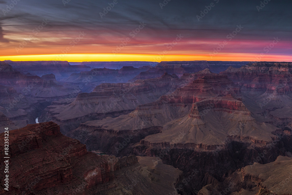 The Grand Canyon's Hopi Point overlook at sunset