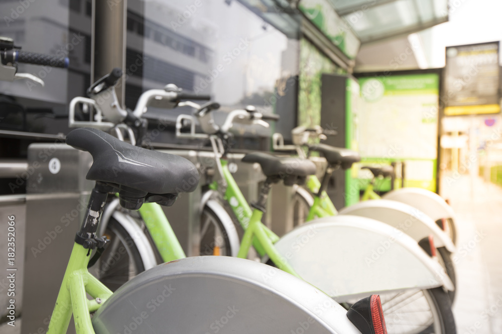 Fototapeta premium select focus public bicycle for tourist in thailand