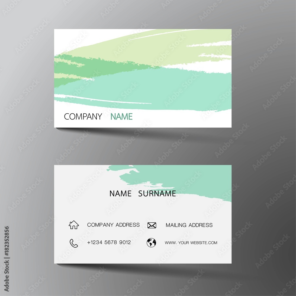 Modern business card template design. With inspiration from the brush. Contact card for company. Two sided. Vector illustration. 