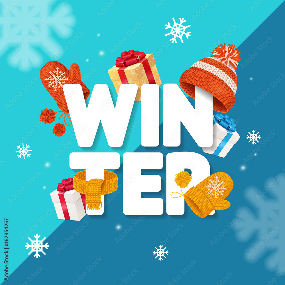 Winter Holidays Greeting Card Concept. Vector
