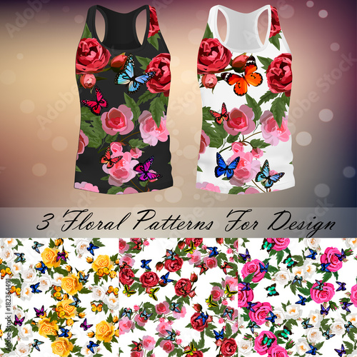 T-shirt with an trendy rose and butterfly design