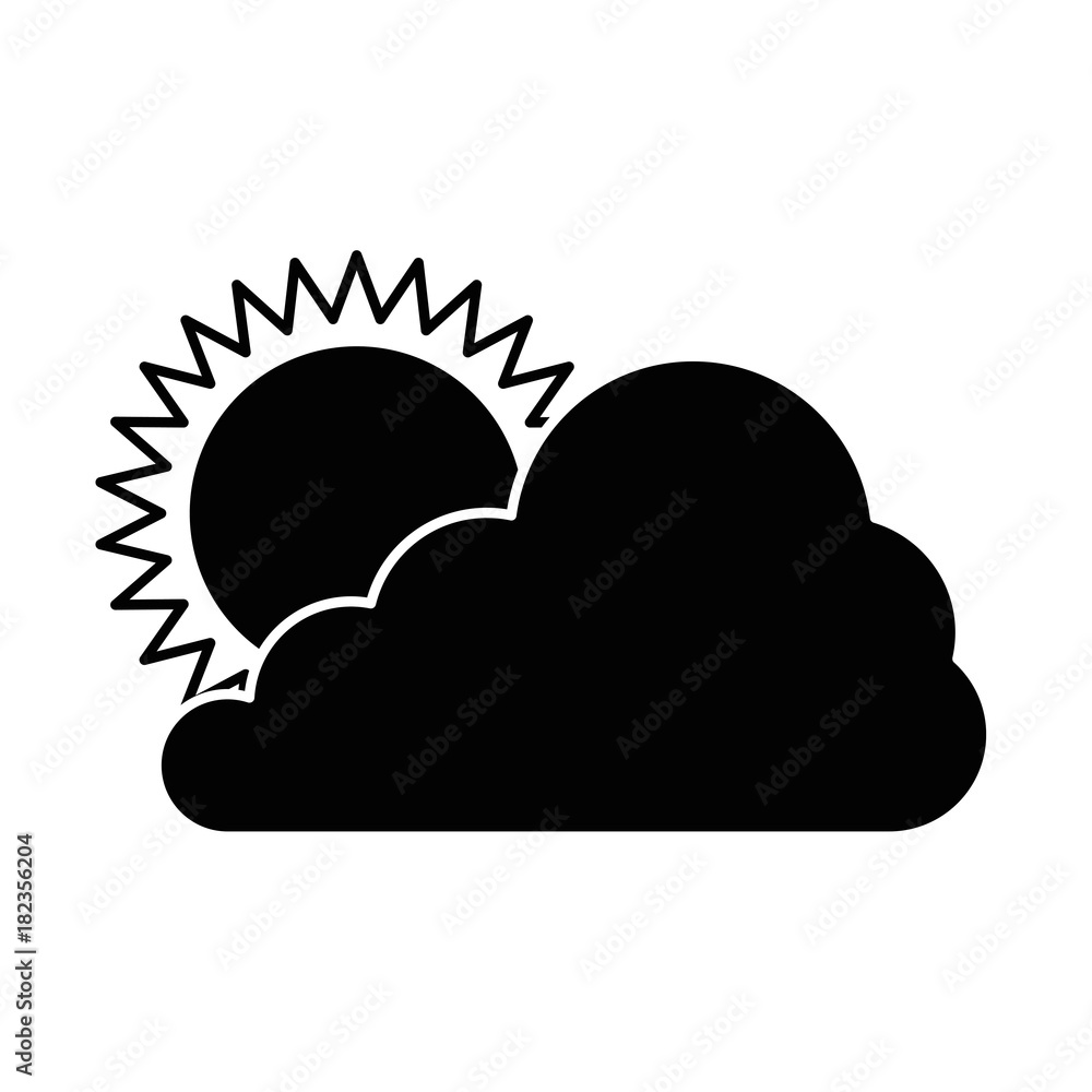 cloud silhouette with sun vector illustration design cloud silhouette with sun vector illustration design