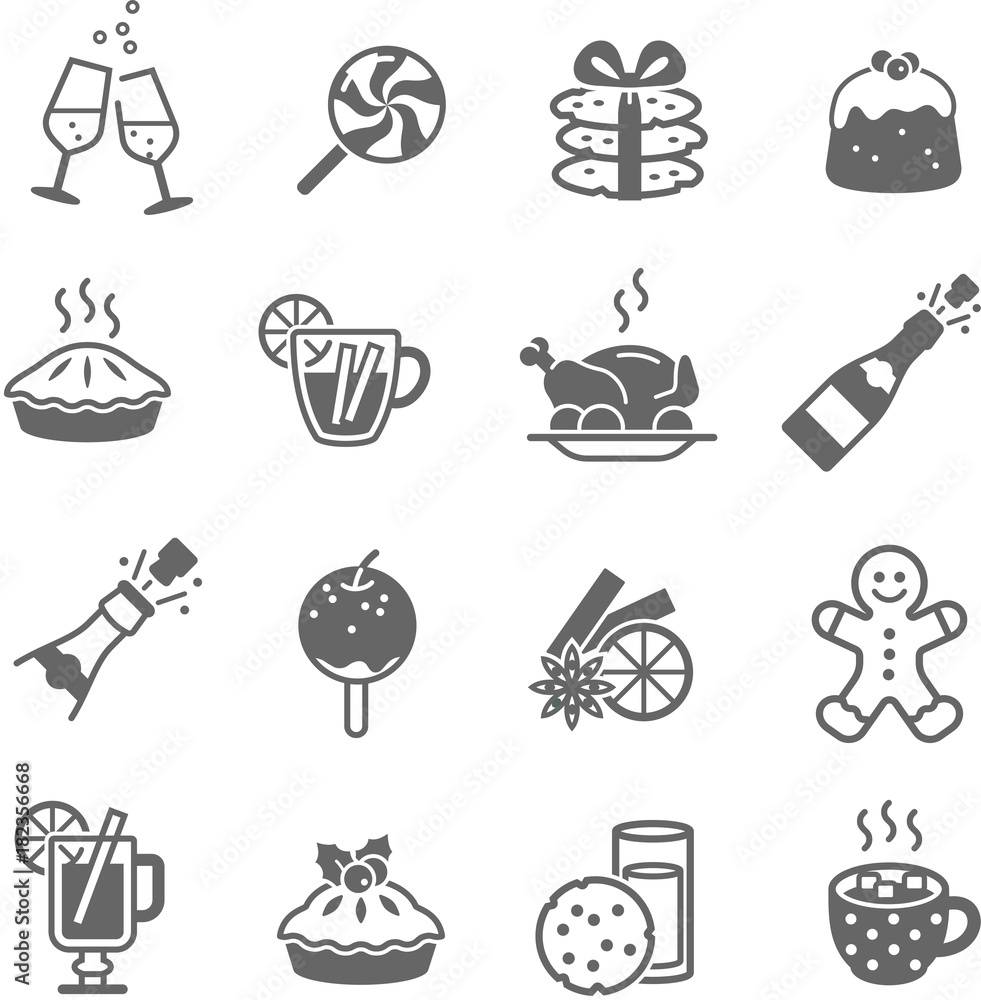 Christmas Food and Drink Icons