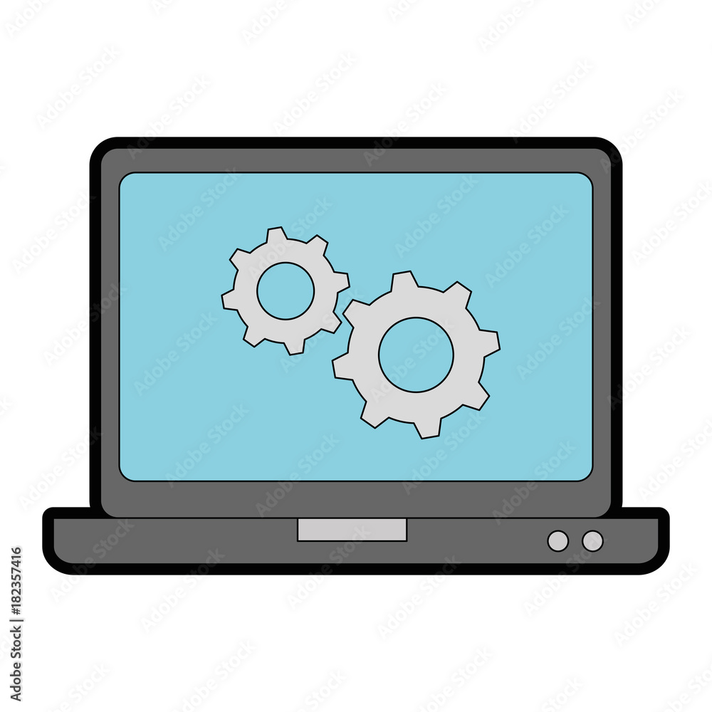 laptop computer with gears vector illustration design laptop computer with gears vector illustration design
