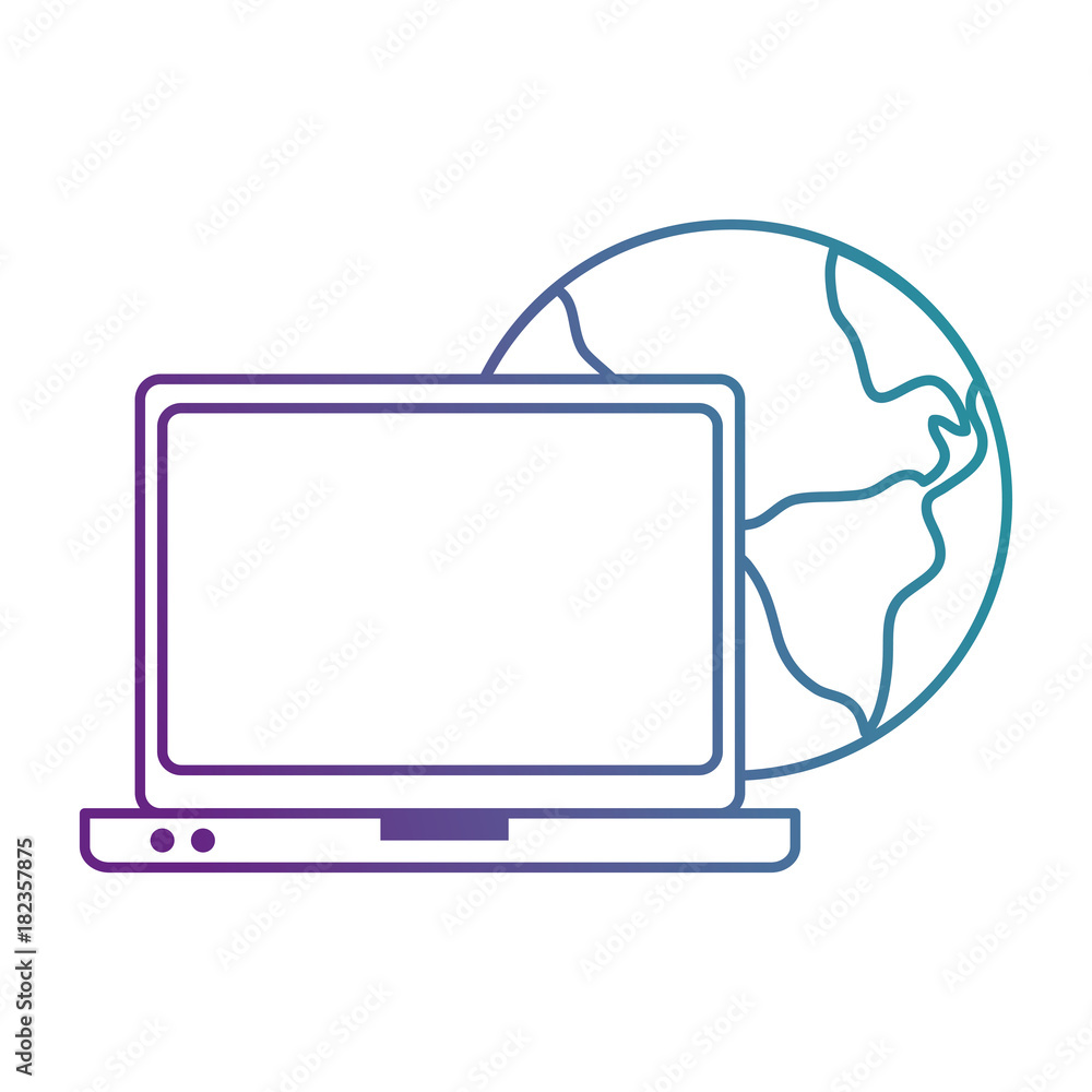world planet earth with laptop vector illustration design world planet earth with laptop vector illustration design