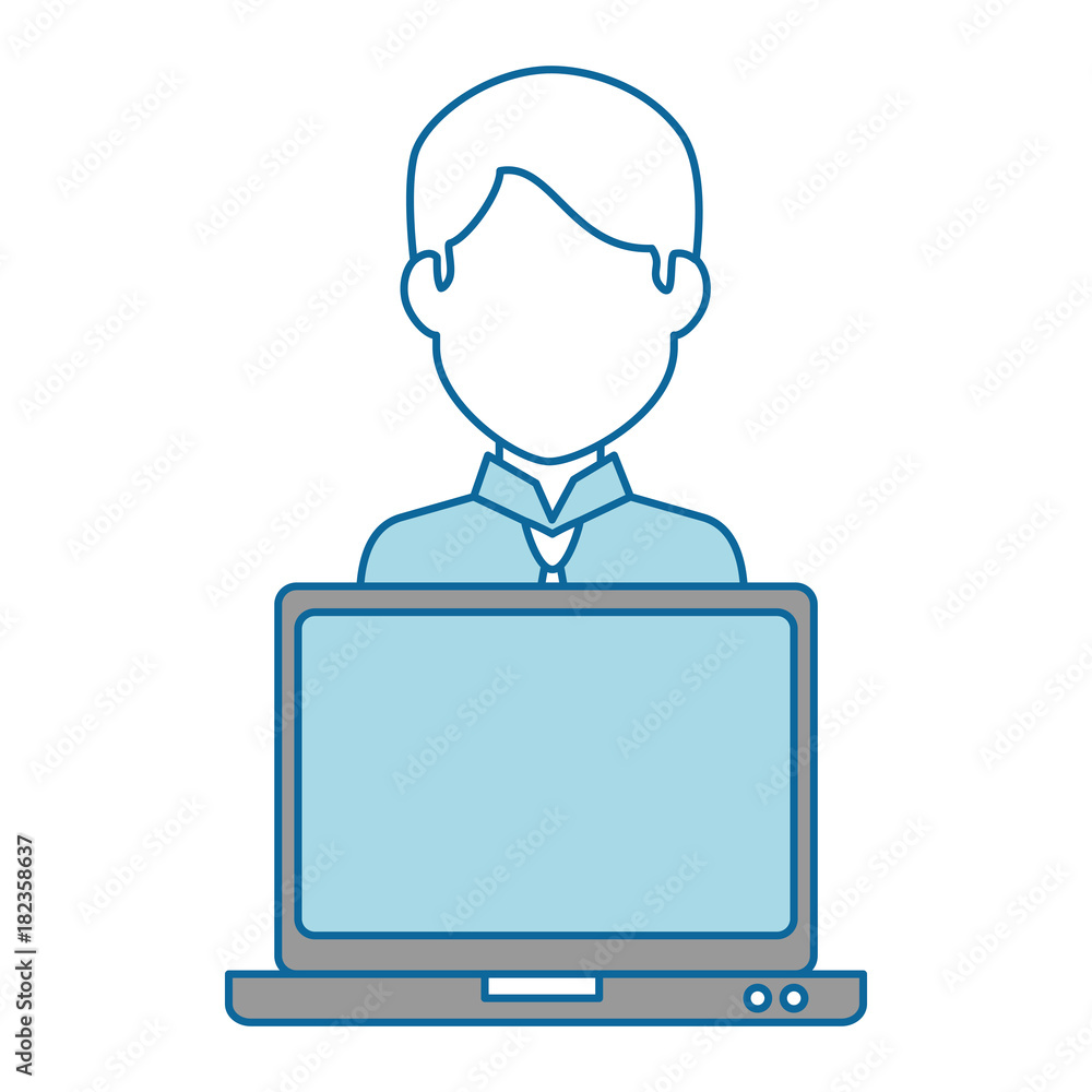 laptop computer with user vector illustration design laptop computer with user vector illustration design
