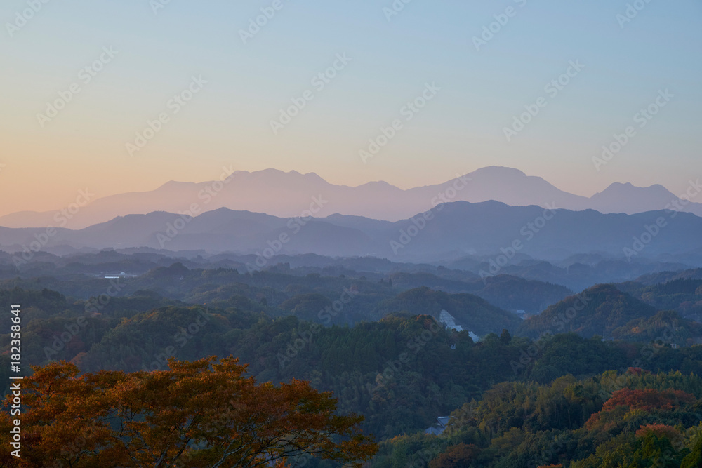 岡城跡から望む夕日 岡城跡から望む夕日