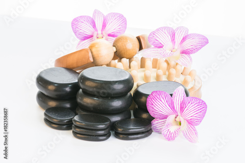 Spa therapy with hot stones  massage roller and cellulite massager 