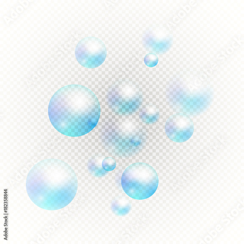 Set of multicolored transparent soap bubbles. Graphic concept for your design