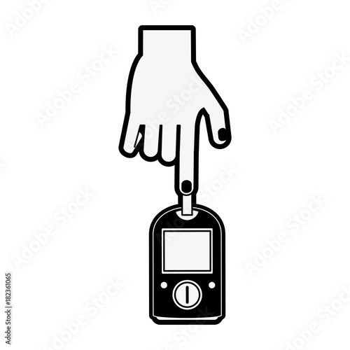 Hand holding glucometer icon vector illustration graphic design