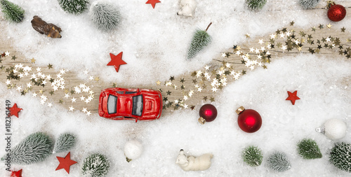 different Christmas backgrounds on wood with different christmas decoration