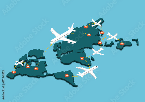 Isometric air travel transportation