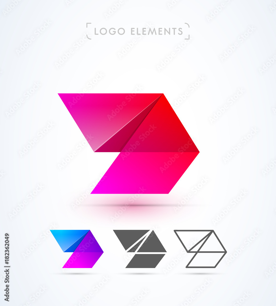Vector abstract futuristic origami letter d and arrow logo design template. Material design, flat and line-art style. Application icon Vector abstract futuristic origami letter d and arrow logo design template. Material design, flat and line-art style. Application icon
