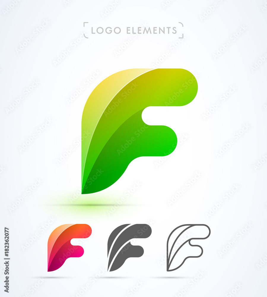 Vector abstract origami ECO letter F logo design template. Material design, flat and line-art style. Application icon