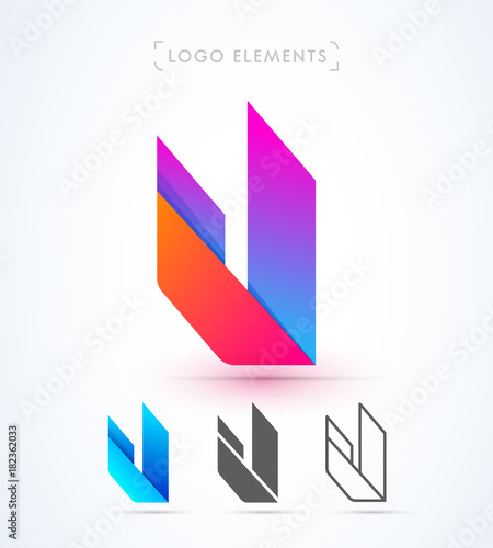 Free Download Vector abstract futuristic origami letter U logo design template. Material design, flat and line-art style. Application icon - GFXLoad