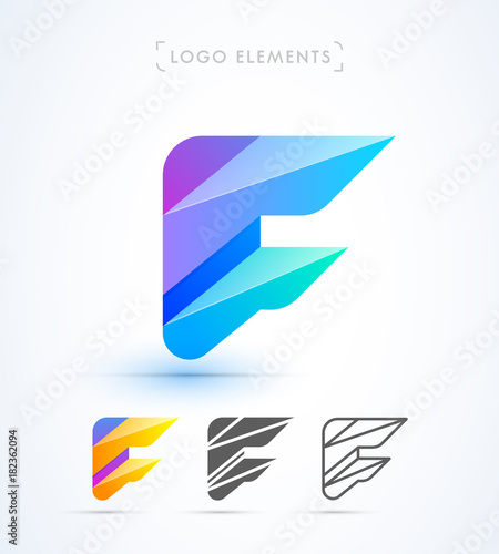 Free Download Vector abstract origami letter F logo design template. Material design, flat and line-art style. Application icon - GFXLoad