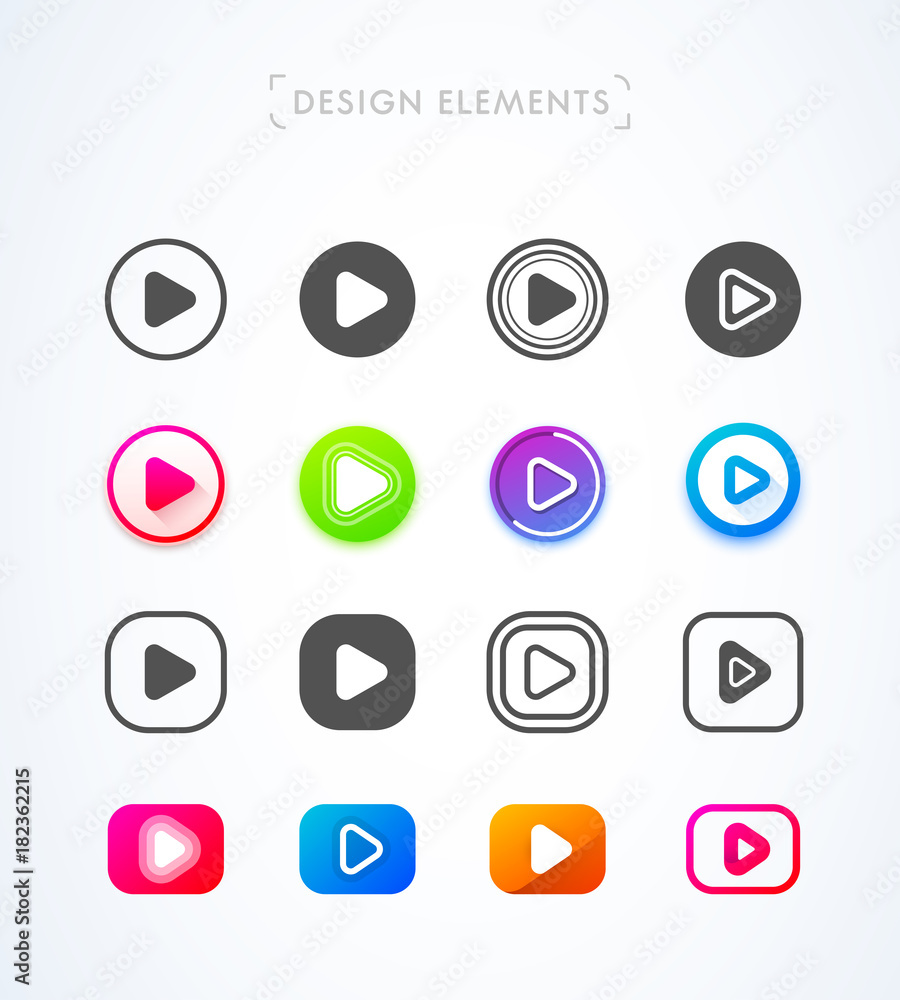 Vector Play icon and button bundle Vector Play icon and button bundle