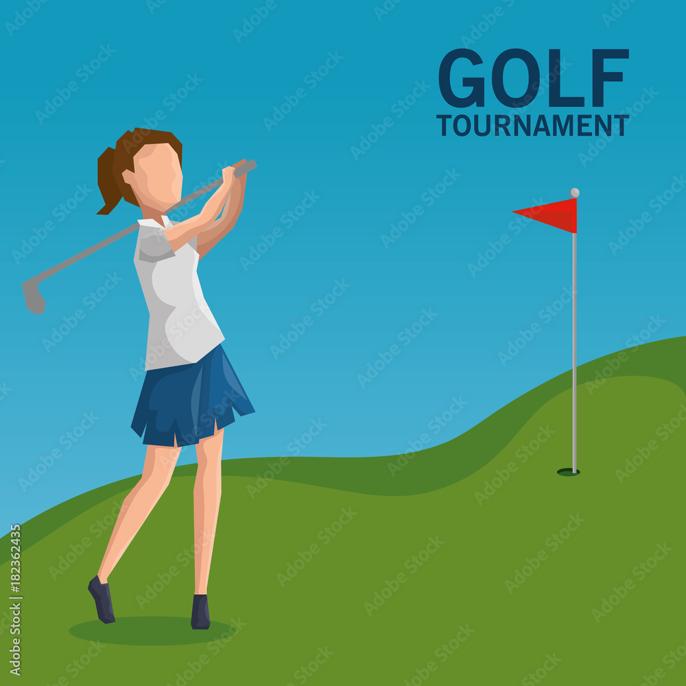 golf player doing a swing on the field vector illustration graphic design golf player doing a swing on the field vector illustration graphic design