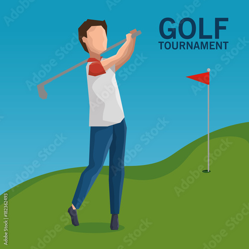 golf player doing a swing on the field vector illustration graphic design