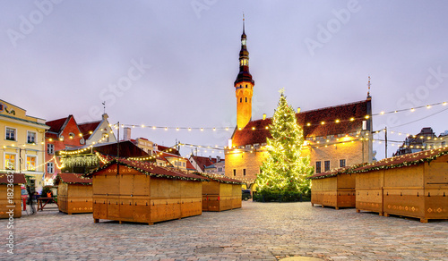 Christmas in Tallinn. Town Hall Square, Estonia.