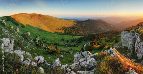 Mountain sunset panorama landcape in Slovakia, Suchy peak photo