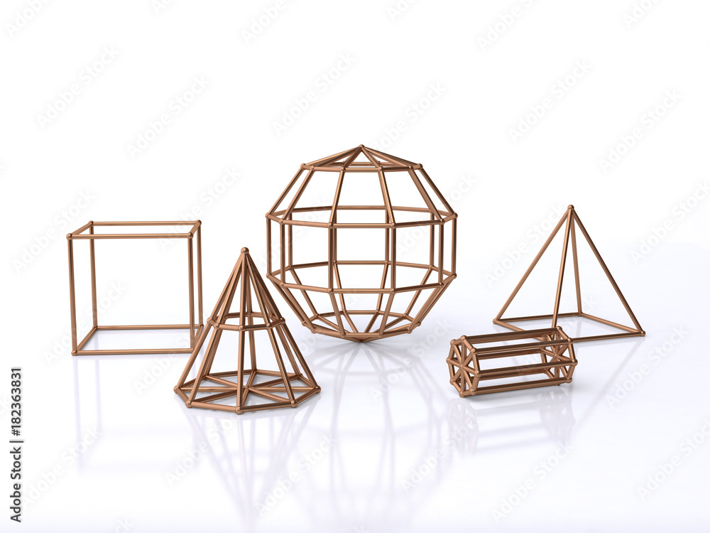 abstract copper geometric structure shape-form 3d rendering white background abstract copper geometric structure shape-form 3d rendering white background