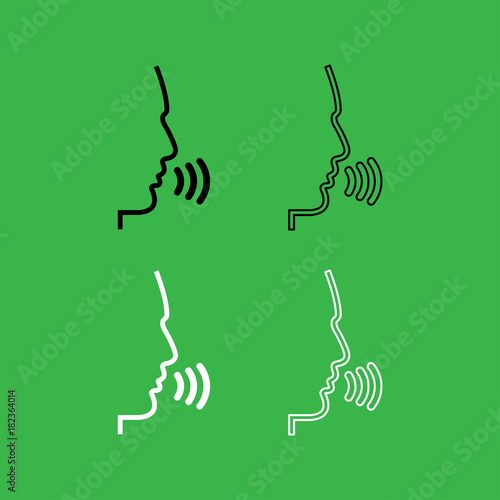 Head speaking man icon  Black and white color set
