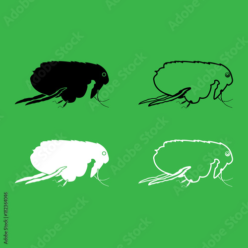 Flea icon  Black and white color set